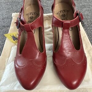 Fly London Acer Cordoba Red Leather T-Strap.